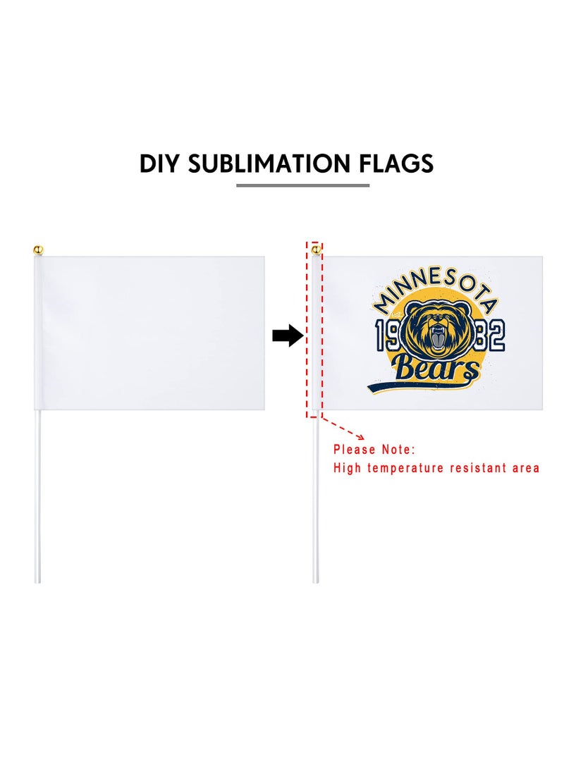50 Pcs White Small Mini Flags, Bulk Sublimation Blank Flags, Solid Plain White Flag Hand Held, DIY Miniature Flags on Stick for Garden Car Parades Grand Opening Birthday Wedding Party Celebration - Image 3